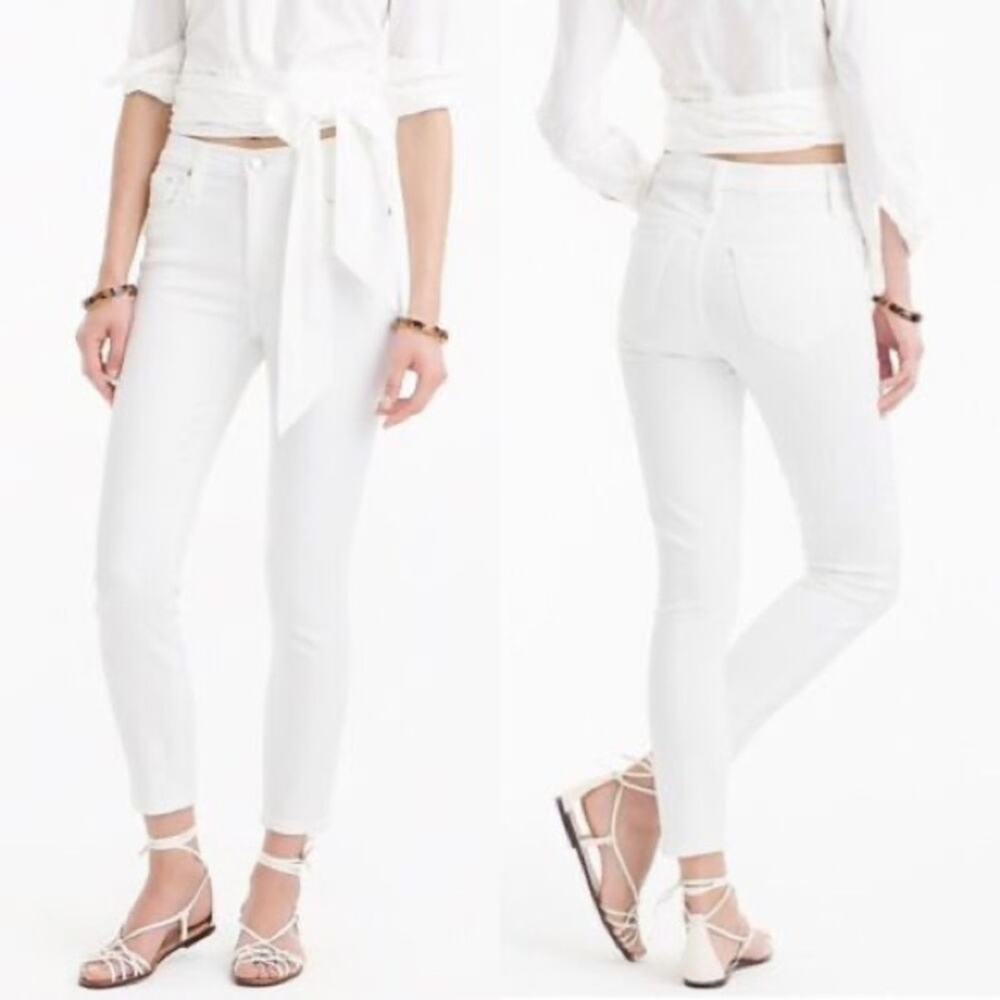 J CREW White Lookout High Rise Crop Skinny Straight Slim Denim Pants Jeans 27